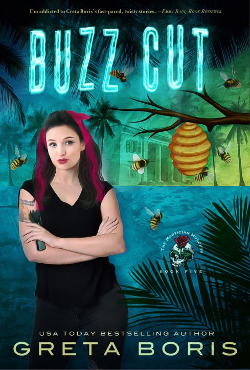 book cover - dark-haired woman in black dress with a beehive and bees to the right